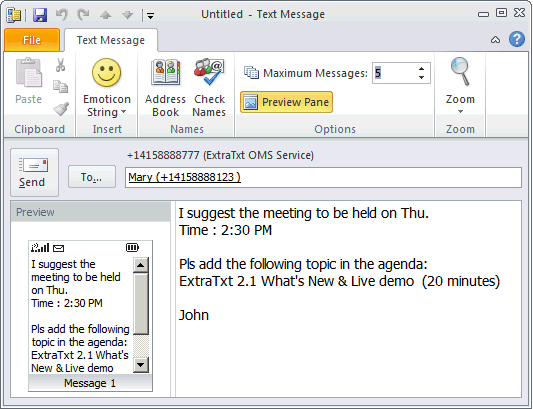 OMS - Composing Text Message (SMS)